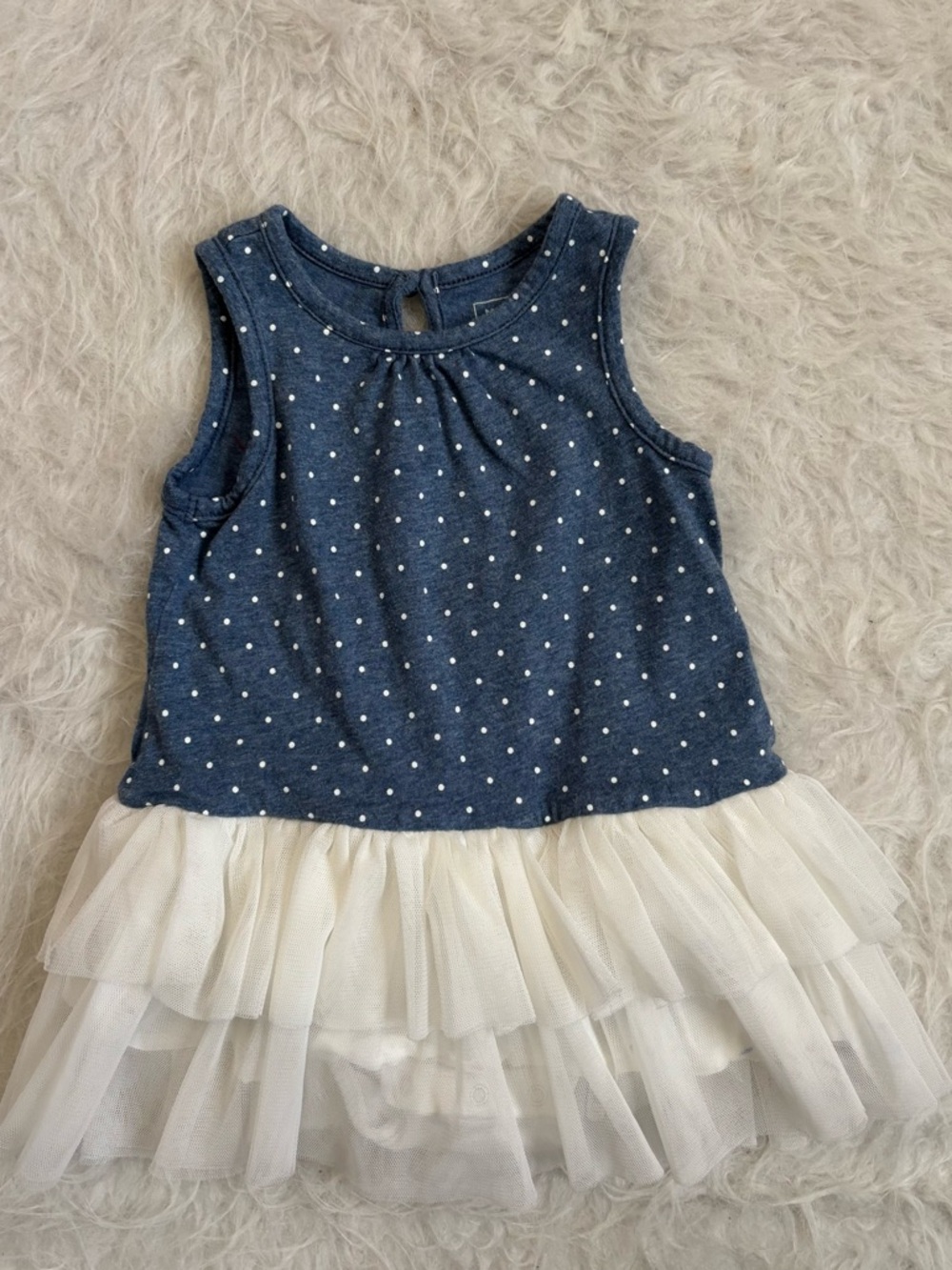 Baby GAP Navy Polka Dot Bodysuit with Cream Tulle Skirt